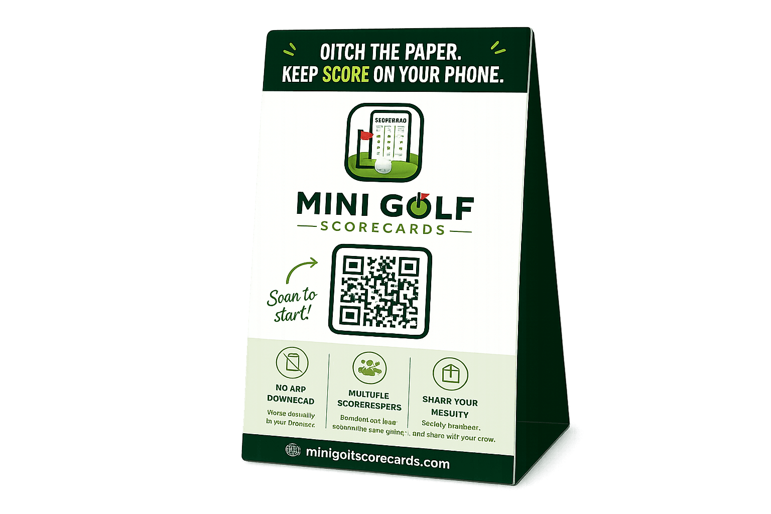 Mini Golf Scorecards tabletop sign